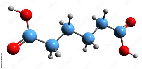 D Image Of Adipic Acid Skeletal Formula Molecular Chemical Structure