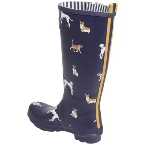 Joules Women's Welly Print Wellies - Navy Dog | FREE UK Delivery | Allsole