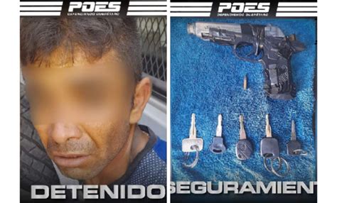 En Querétaro detienen a sujeto con arma prohibida y llaves limadas