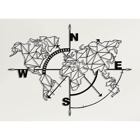 Amazon Metal World Map Wall Art Geometric Compass Metal Wall