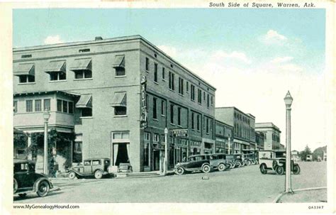 Warren, Arkansas, South Side of Square, vintage postcard, historic photo