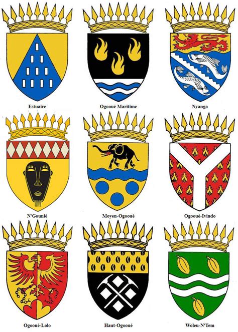 Blasons des provinces du Gabon les armoiries de la République