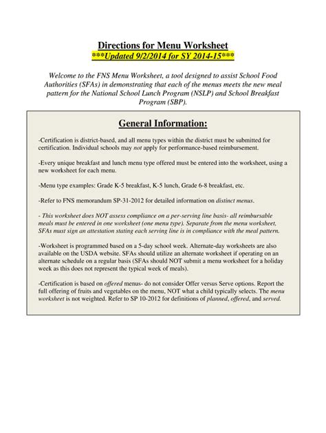 Fillable Online Fns Usda Pattern For The National School Lunch Program