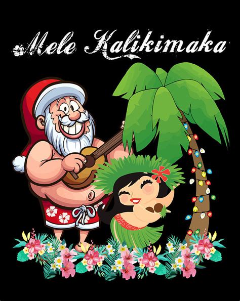 Christmas Santa Mele Kalikimaka Hawaii Palm Tree Patry Xmas Digital Art