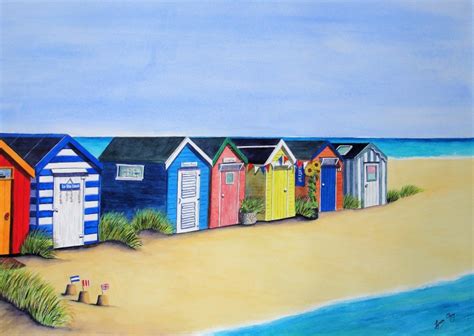 Beach Hut Painting at PaintingValley.com | Explore collection of Beach Hut Painting