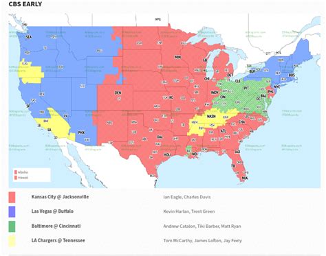 TV broadcast map for NFL Week 2