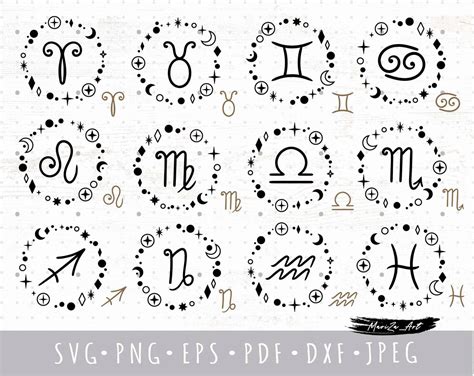 Sternzeichen SVG Bundle Astrologie SVG Horoskop Svg Dateien Etsy