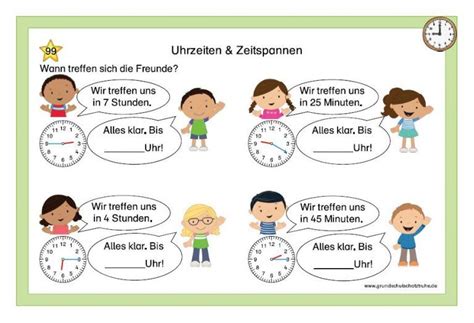 Kartei Uhrzeiten Zeitspannen Uhrzeit Grundschule Uhrzeiten