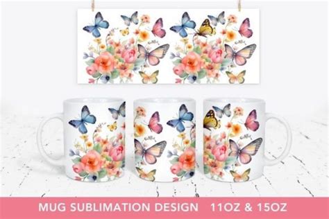 Butterfly Flowers Mug Sublimation Graphic By MariShop99 Creative Fabrica