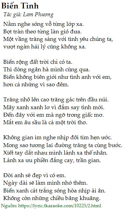 Lời bài hát Biển Tình (Lam Phương) [có nhạc nghe]