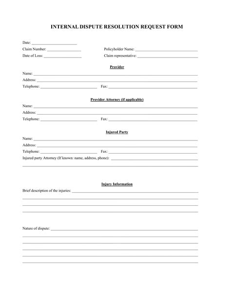 Dispute Resolution Request PDF Form FormsPal