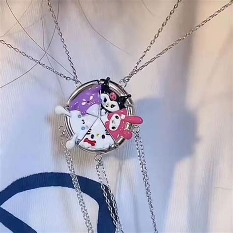 Sanrio Magnetic Necklace Kuromi Melody Cinnamoroll Hello Kitty Sister ...