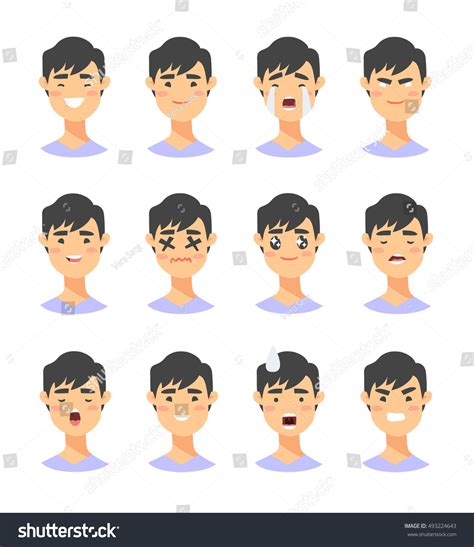 Set Male Emoji Characters Cartoon Style Stock Vector (Royalty Free ...