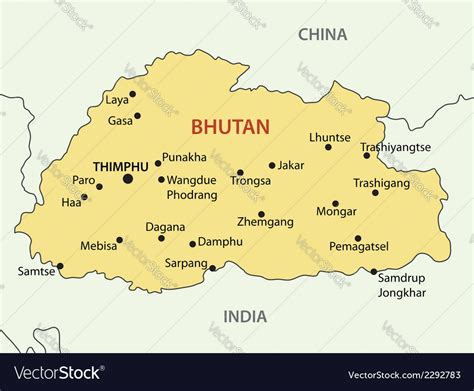 Kingdom of bhutan - map Royalty Free Vector Image