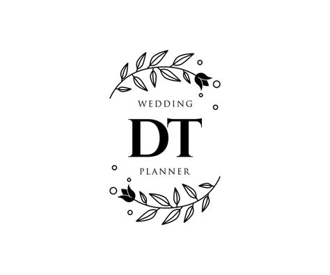 Dt Initials Letter Wedding Monogram Logos Collection Hand Drawn Modern