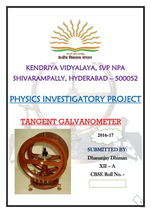 Physics Investigatory Project Final Copy Sri Vidya Kendra The Smart