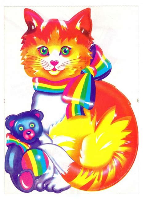 Vintage 1984 Lisa Frank Jumbo Cat And Teddy Bear Sticker Etsy