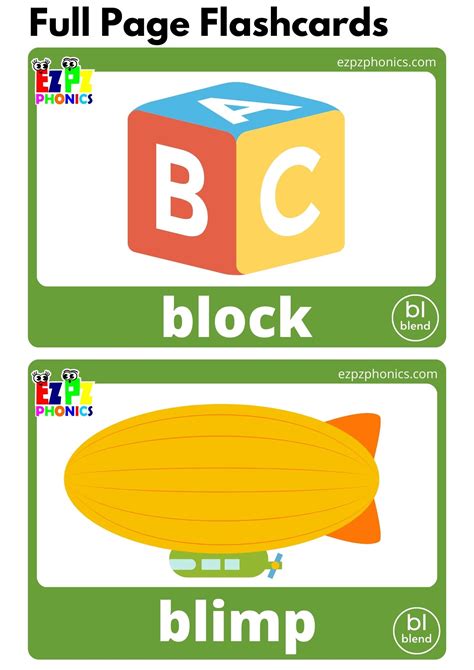 Bl Blends Phonics Flashcards With Images And Words Download Free