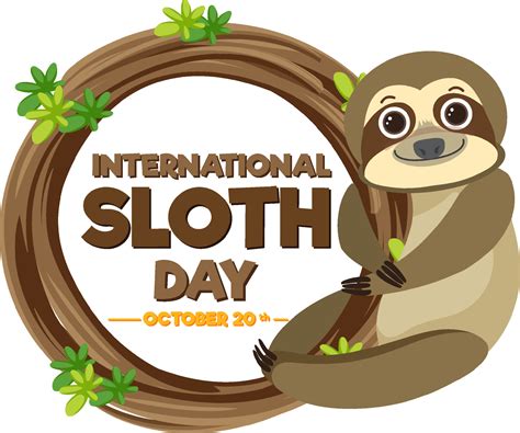 International Sloth Day Banner Concept Vector Vector Art At