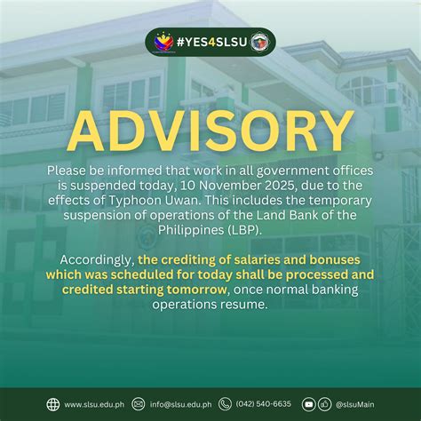 #ADVISORY |... - Southern Luzon State University Main Campus | Facebook