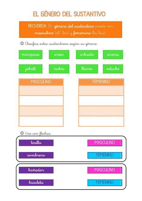 Genero De Los Sustantivos Worksheet Live Worksheets