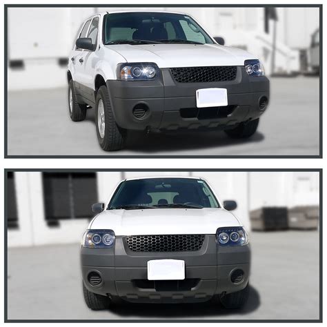 Black Fits Ford Escape Led Halo Projector Headlights Lamps