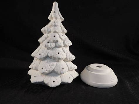 11 Inch Ceramic Christmas Tree Unpainted Bisque With Stand And Etsy