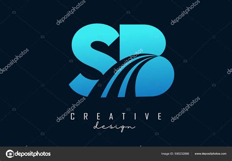 Creative Blue Letters Logo Leading Lines Road Concept Design Letters