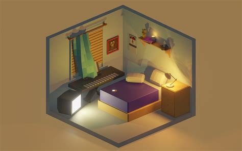 Artstation Isometric Low Poly Bedroom