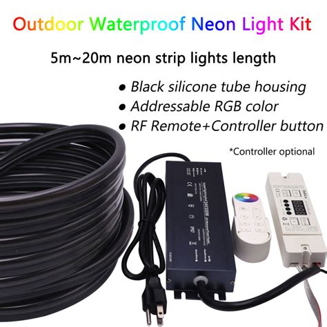 Outdoor Flexible Black Silicone Neon LED Strip Lights Kit