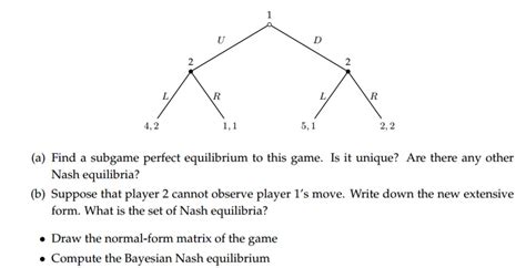 Solved Find a subgame perfect equilibrium to this game. Is | Chegg.com