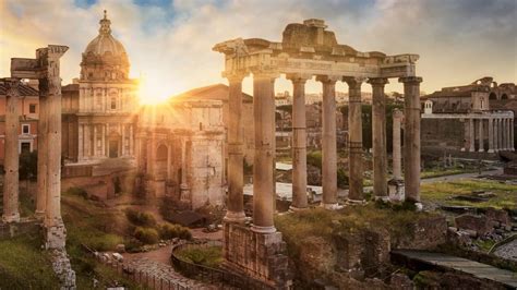 Temple Of Vespasian And Titus And Santi Luca E Martina Church At