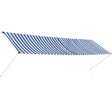 Toldo retráctil 400x150 cm azul y blanco