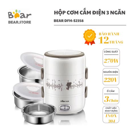 Hộp Cơm Cắm Điện Văn Phòng 3 Ngăn Bear Dfh S2358 Có Thể Nấu And Hâm Nóng