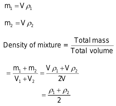 When two liquid of same volume but different densities 1 and ρ 2 are