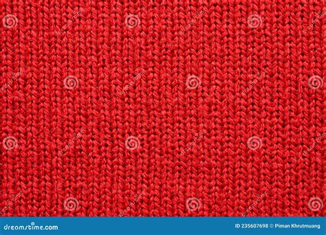 Red Knitted Cloth Wool Texture Surface Background Stock Photo Image