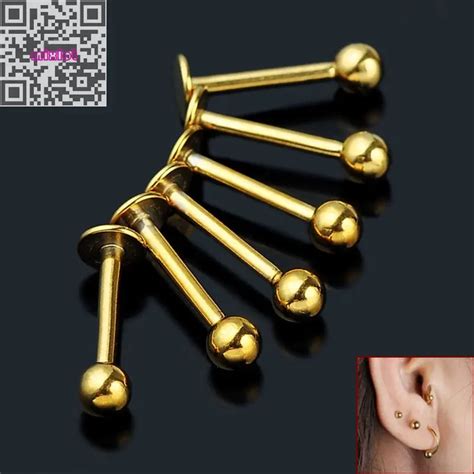 10pcs Gold Labret Ring 17g 3 4mm Ball Surgical Stainless Steel Ball