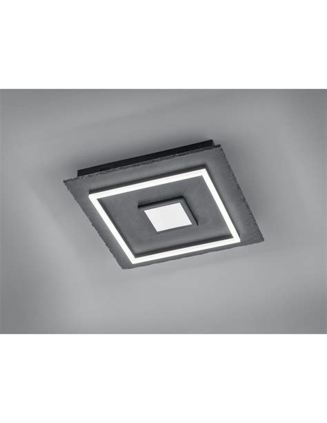 Plafonnier Carr Moderne Ardoise Noir Led Gradateur Corbie Trio