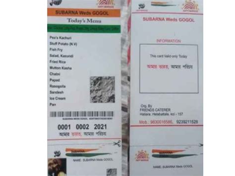 Aadhaar Card Wedding Menu West Bengal Couples Aadhaar Card Inspired