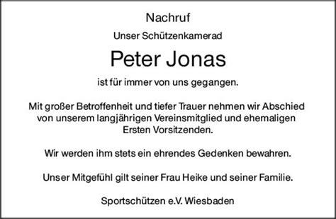 Traueranzeigen Von Peter Jonas Vrm Trauer De