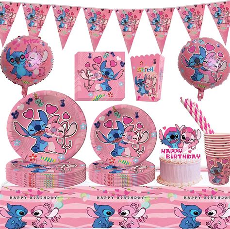 71 Stück Stitch Geburtstag Geschirr Set Lilo Stitch Partybesteck für