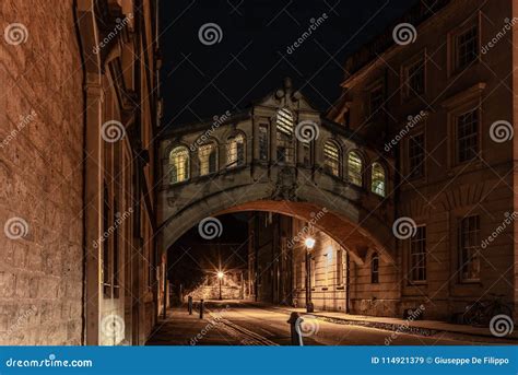 The Romantic Bridge of Sighs in Oxford at Night - 2 Stock Image - Image ...