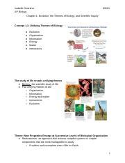 Chapter 1 Evolution The Themes Of Biology And Scientific Inquiry Docx