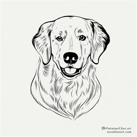 A Minimal Tattoo of a Golden Retriever's Head In Black Ink.