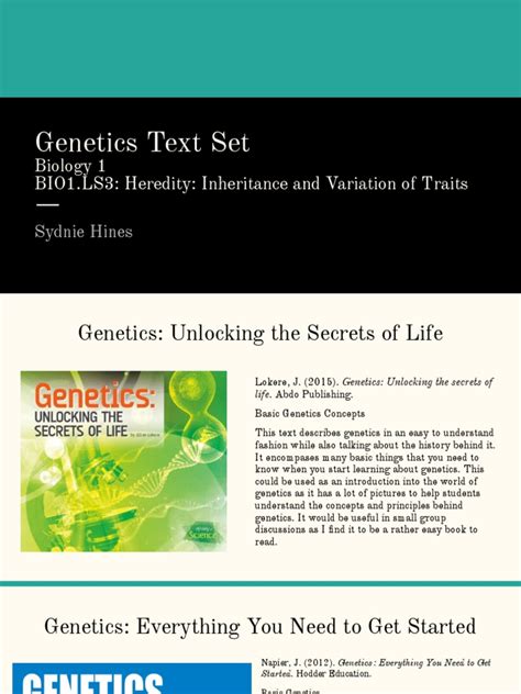 Genetics Text Set Biology 1 Bio1ls3 Heredity Inheritance And