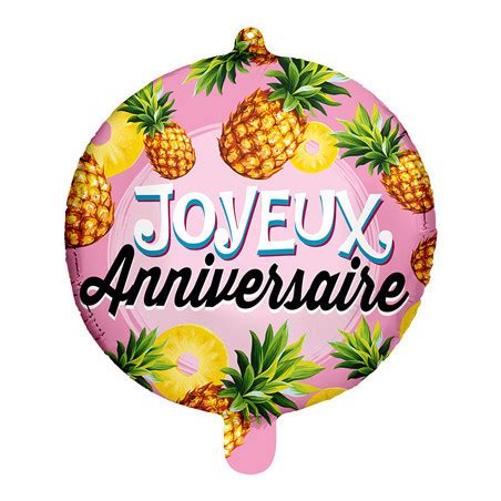 Grossiste Ballon Foil 45cm Joyeux Anniversaire Ananas Réservé aux