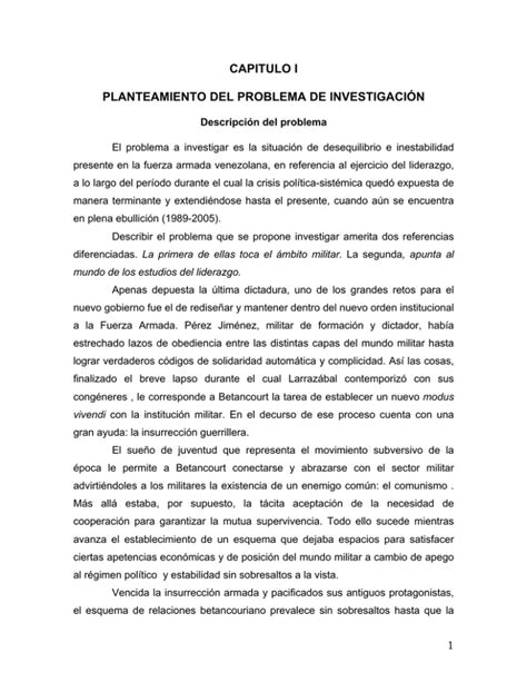 Capitulo I Planteamiento Del Problema De Investigaci N