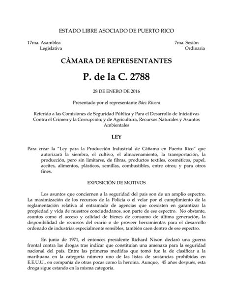 P de la C 2788 Cámara de Representantes