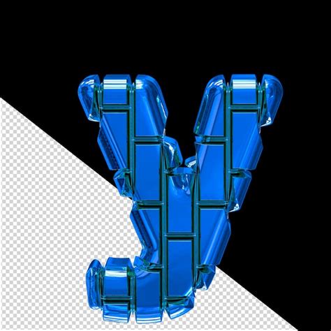 Symbole 3d Fait De Briques Verticales Bleues Lettre Y PSD Premium