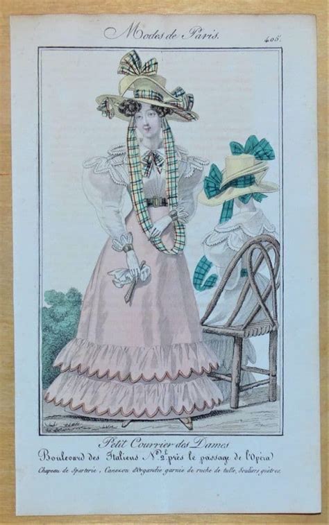 PERIOD COSTUME, Ladies Dress, Paris Fashion plate 405 antique print 1826 | Fashion plates ...